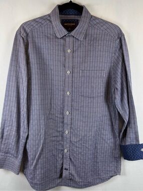 Johnston & Murphy Blue Geometric Button Down Shirt Men’s Medium